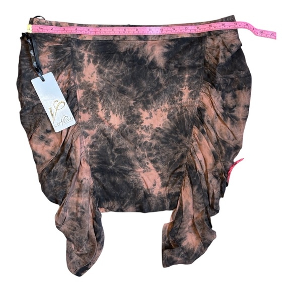 Kat Von D Black & Brown tie dye Ruched Mini Skirt 10 - Picture 4 of 7